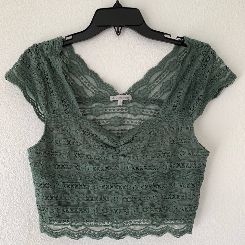 Olive green crop shirt